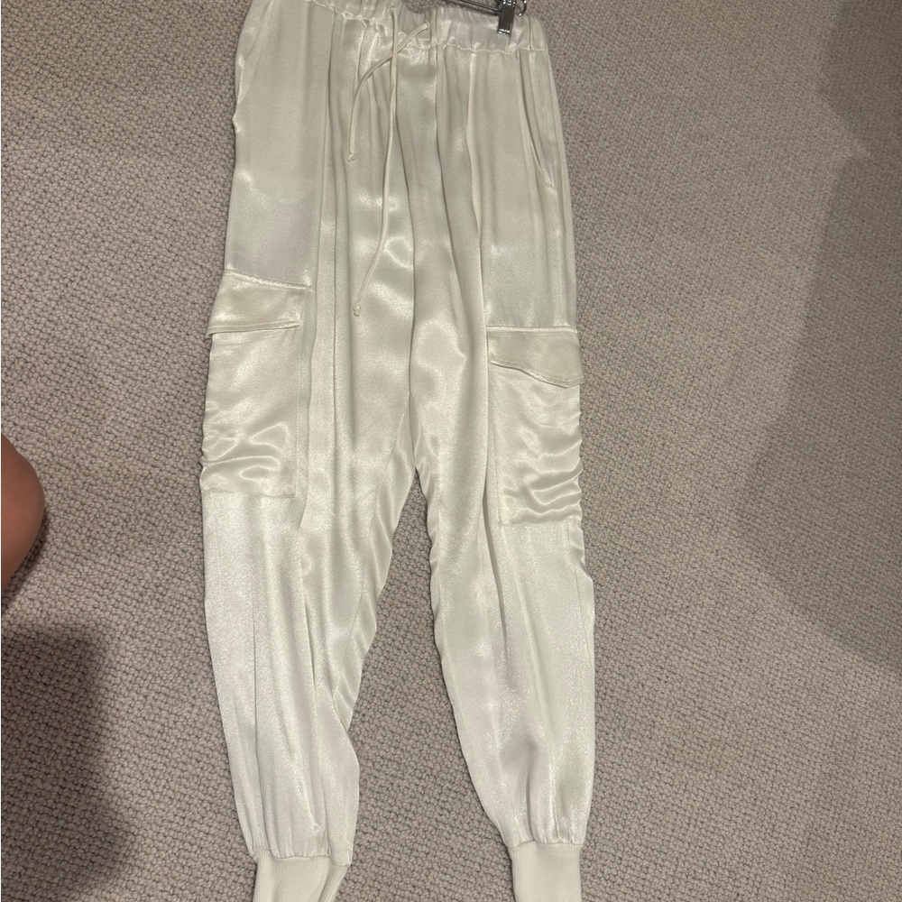 White Satin Jogger Pants